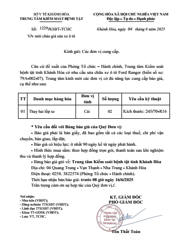 Mời chào giá sửa xe ô tô